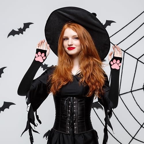 Lusofie Women's Cute Therian Cat Paws Gloves - 3D Cat Claw Paws Pad Sleeve - Halloween Party Cosplay Kawaii thumbnail 6