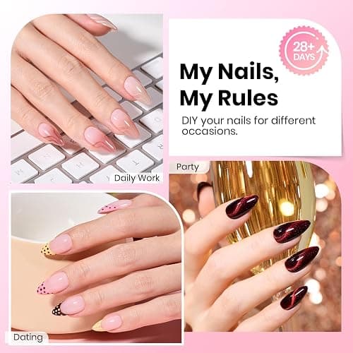 Beetles Gel Nail Tips Curve-EX - Almond Medium, 320pcs 16 Sizes, Etch-X Half Matte Full Cover Soft Acrylic False Press on Nail Tips Easy DIY Nail Extension Art Salon for Curved & Natural Nail Beds thumbnail 2