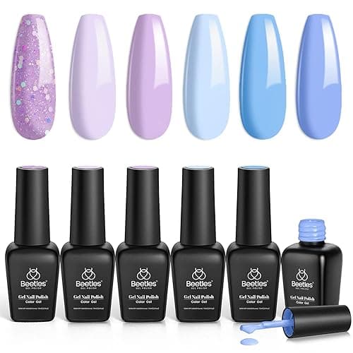Beetles Gel Nail Polish Set - 6 Colors Purple Baby Blue Light Color Gel Nail Kit Lavender Violets Collection Soak Off UV LED Gel Manicure DIY Periwinkle Nail Polish Salon Gift for Women Girls thumbnail 10