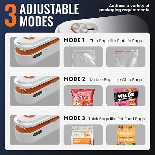 2-in-1 Mini Bag Sealer with Knife, Rechargeable Heat Sealer, 3 Modes for Light/Medium/Heavy Bags, Portable Snack Sealer thumbnail 5