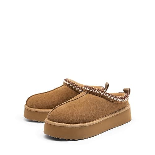 DREAM PAIRS Women's Platform Slippers Genuine Suede Slip-on Warm FuzzyEasy Autumn Winter Fluffy Comfy Furry Shoes for Outdoor Indoor thumbnail 4