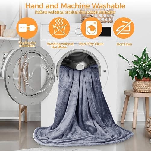 PROALLER Heated Blanket Electric Blanket Grey 50x60in, 10 Levels &1-9H Timer Auto-Off, Machine Washable, Soft Flannel Sherpa Full Body Warming, Sofa Bed Office Use, Heating Blanket thumbnail 6