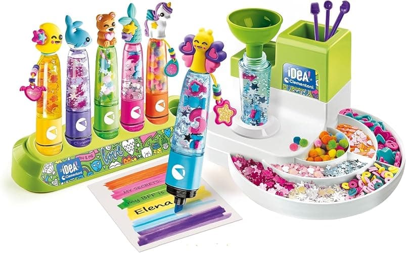 Laboratorio degli Evidenziatori Personalizzati - Kit Creativo per Bambini 6+ Anni, con 50+ Accessori e 6 Evidenziatori Personalizzabili + Omaggio portachiave e penna 6 in 1 pailettes thumbnail 4