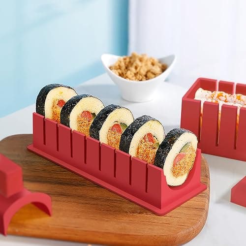 HI NINGER Sushi Making Kit Deluxe Edition Complete Sushi Maker Kit 12PCS Home Sushi Mold Press with Sushi Rice Roll Mold Shapes,Fork , Sushi Knife,Sushi Rolling Mat,Chopsticks thumbnail 2