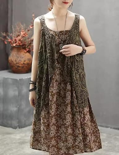 Flygo Women's Open Front Cotton Crochet Lace Boho Hippie Butterfly Vest Cardigan Coverup Sleeveless Irregular Hem thumbnail 4