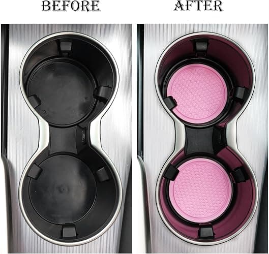 SINGARO Car Cup Coaster, 4PCS Universal Non-Slip Cup Holders Embedded in Ornaments Coaster, Car Interior Accessories, Pink thumbnail 6