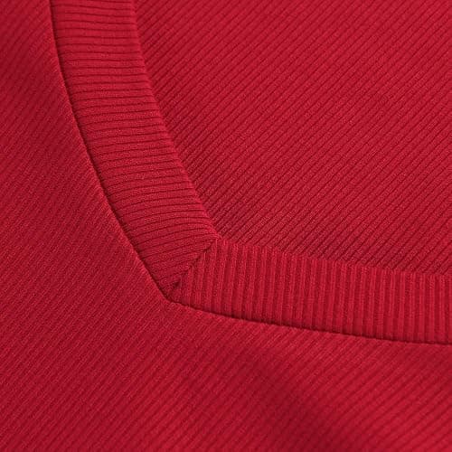 Roselux Womens Long Sleeve V Neck Ribbed Knit Fitted Casual Tops Tee Slim Basic Shirt thumbnail 2