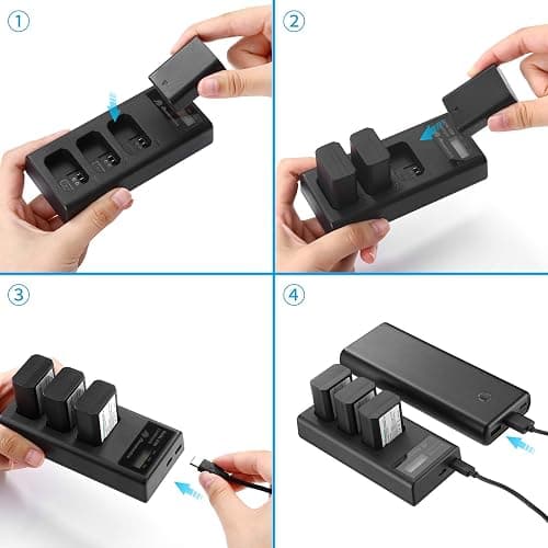 3-Pack NP-FW50 Battery and 3-Slot LCD Charger Compatible with Sony ZV-E10 A6000 A6500 A6300 A7 A7II A7SII A7S A7S2 A7R A7R2 A7RII A55 A510 RX10 RX10II Camera thumbnail 4