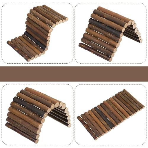 Natural Wood Hideout Hamster Bridge Tunnel Ladder Hamster Cage Accessories Small Animal Molar Chew Toys Reptile Tank Habitat Decor Hiding Hut for Chinchillas Lizards Mice Spiders Rabbit Brown thumbnail 2