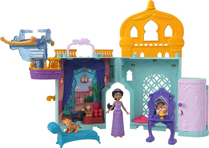 Mattel Disney Toys, Storytime Stackers Jasmine's Palace, Stackable Doll House with Small Doll, 2 Friends & 8 Pieces, Inspired by Disney's Aladdin Movie thumbnail 3