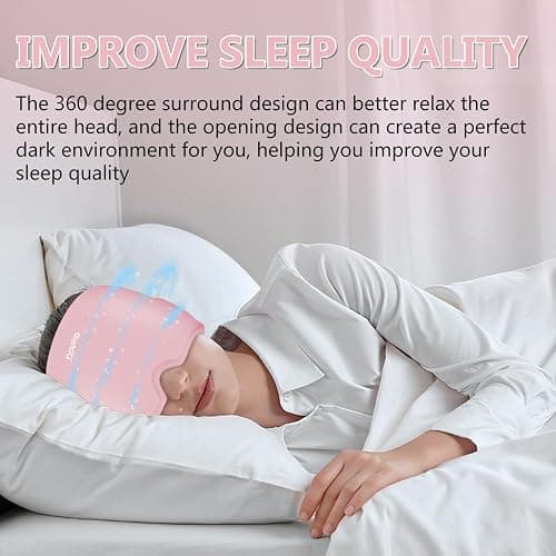 Headache Relief Cap, Tasteless Cooling Gel Migraine Relief Cap | Migraine Relief Products, V-Shaped Nose Design, 360 Degree Surround, for Relieve Pressure, Hangover, Tension, Eye Edema thumbnail 6