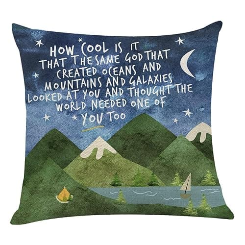 Littlefa Inspiring Gifts Cute Mountains Throw Pillow Cover Mountains Cushion Cover Decorative Pillowcase Living Room Bedroom Decor for Girls Friends Daughter Niece Women - How Cool - Image 1