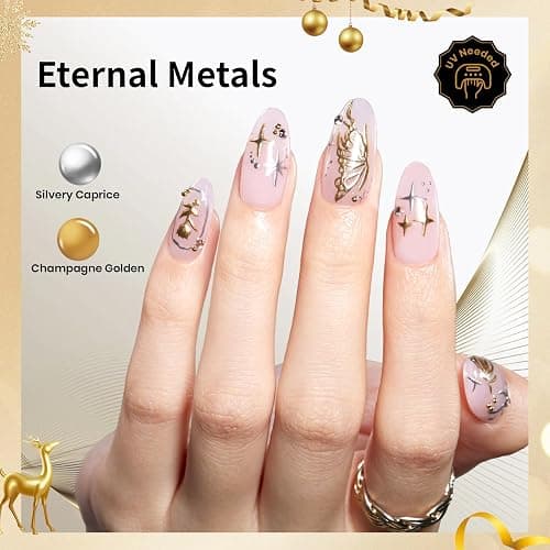 Beetles Metallic Gel Nail Polish Liner Set Silver Bronze Gold 2pcs Gel Liner Nail Art Chrome 3D High-Gloss Effect for Nail Paint Design with Thin Brush DIY French Manicure Curing Requires at Home thumbnail 2