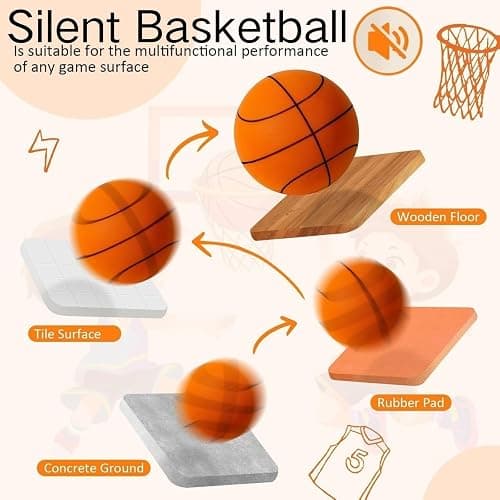 YUEOL Silent Basketball Size 7 (29.5") - Upgraded Version Quiet Foam Basketball Indoor Training Ball, Highly Bounce Quiet Foam Ball,Indoor Training and Without Noise thumbnail 2