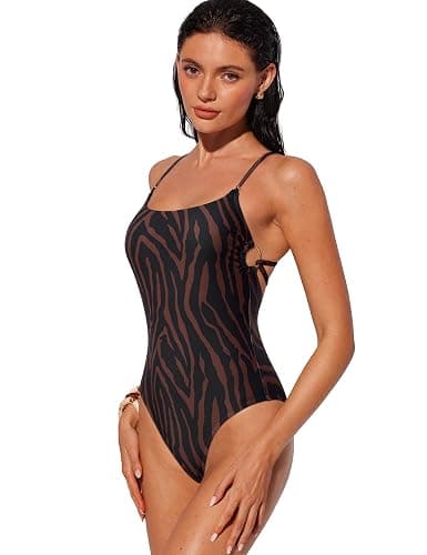SUUKSESS Women Sexy One Piece Swimsuit Tummy Control Square Neck Bathing Suit thumbnail 8