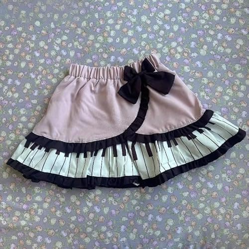Y2K Cutecore Kawaii Mini Piano Skirt Vintage Emo Women Bow Aesthetic Grunge Goth Short Skirts Clothes thumbnail 3