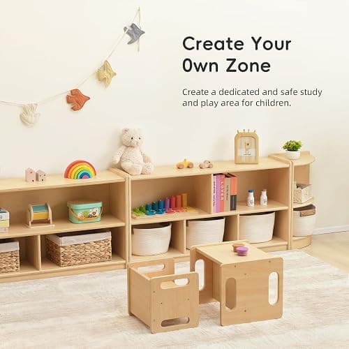 OOOK 2-Shelf Montessori Shelf Toy Organizers and Storage for Kids | FSC Plywood, 3-Section Wooden Storage Cabinet Shelves for Classroom, Kindergarten, Kids Room, Playroom, 44.6"W×11.7"D×23.6"H thumbnail 6