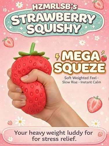Squishy Squeeze Strawberry Giant Jumbo Big 5&4 Inch Slow Rising Stress Ball, Realistic Fruit Squeeze Toy for Relief, Adults Kids Sensory Fidget Strawberry Squishy Gifts Party Favor(RED+Pink) thumbnail 2