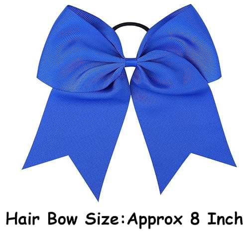 WillingTee 20Pcs 8" Large Cheer Bows for Girls Ponytail Holder Grosgrain Ribbon Cheerleading Bows Elastic Hair Tie Bands for Baby Girls School Colleage Teens Senior Cheerleader thumbnail 2