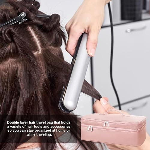 Double-Layer Travel Carrying Case Hair Tool Travel Bag with Heat Resistant Mat Portable Hair Brush Bags Hair Dryer Travel Bag Storage Organizer Bag for Hair Dryer Brush and Other Hair Accessories thumbnail 4