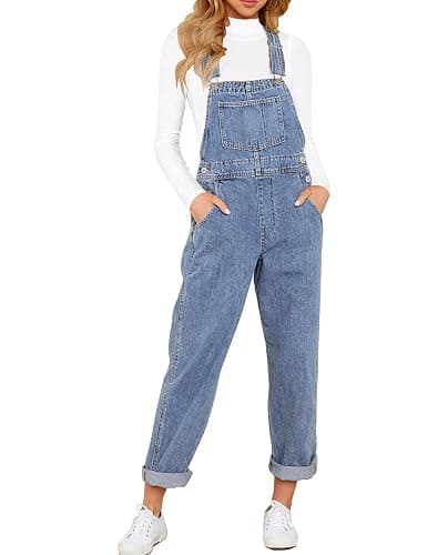 luvamia Women's Casual Stretch Adjustable Denim Bib Overalls Jeans Pants Jumpsuits - Image 1