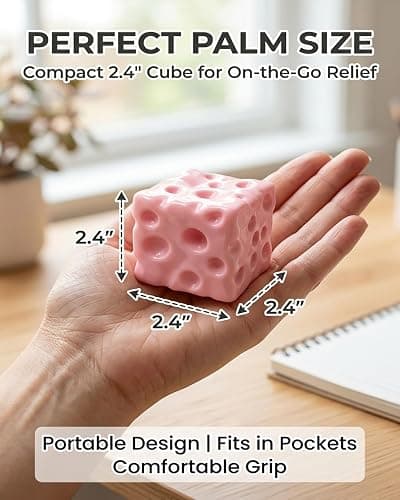Jumbo Big Pink Cheese Squishy Skin 2.4in Giant Large Cheese Block Squeeze Luck Squishies Anxiety Stress Relief Ball Cube Soft Moldable Sensory Slow Rising Fidget Toy Autism ADHD Adult Gift thumbnail 6