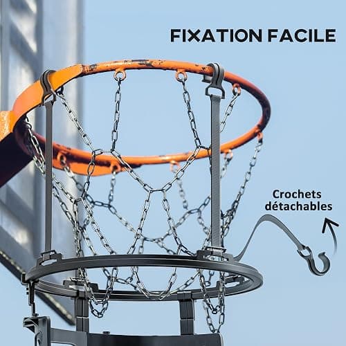 SPORTNOW Retour de Ballon de Basket-Ball, système de renvoi du Ballon de Basket, Rotation à 360°, Hauteur réglable, avec Crochets détachables, Noir thumbnail 7