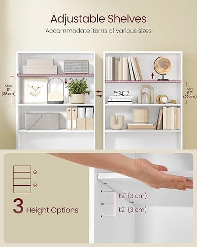 VASAGLE Custos Collection - Bookshelf, 4-Tier Bookcase, Book Shelf, Open Storage Shelf, 9.4 x 31.5 x 42.5 Inches, for Living Room, Home Office, Dining Room, Cloud White ULBC174W01 thumbnail 4