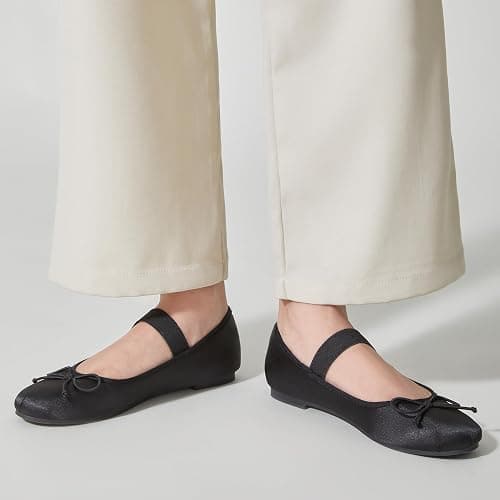 Trary Flats for Women Closed Round Toe Ballet Flats Mary Jane Shoes Women with Elastic Strap Cute Bowknot Comfortable Dress Shoes for All-Year Daily Work Casual Wear thumbnail 3