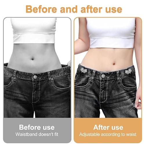 Pant Waist Tightener 16 Pcs and a Box: Jean Clips to Tighten Waist for Pants Women - Decorative Jean Buttons Pins for Clothing Skirts Dresses (Silver) thumbnail 3