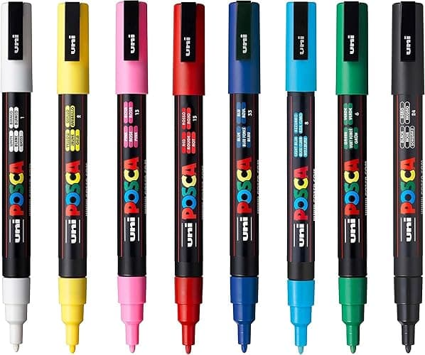 uni POSCA PC-3M Water-Based Paint Markers, Reversible Fine Tip (0.9-1.3mm), Assorted Colors, 8 Pack thumbnail 7