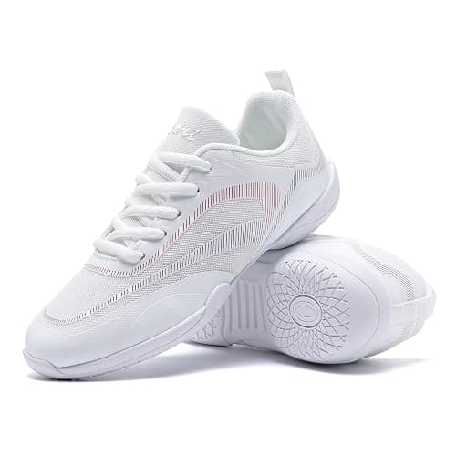 YHYLRON White Cheer Shoes for Womens Cheerleading Shoes Girls Youth Cheerleading Shoe Tennis Training Athletic Flats Breathable Cheer Sneaker Size thumbnail 4
