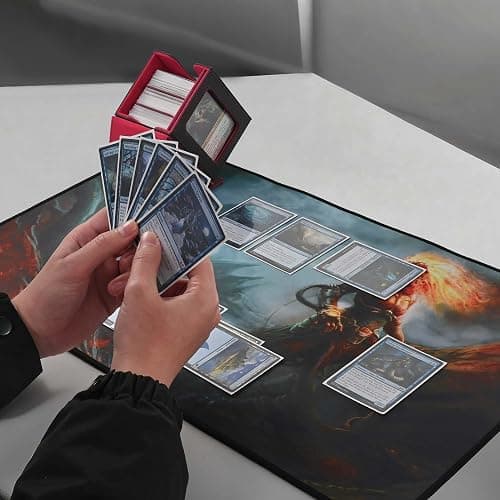 ZLCA MTG Deck Box with Commander Window Display, Trading Card Storage Box Holds 100 Double-Sleeved Cards Suitable for TCG/CCG/PTCG/EDH/Magic/Sport Cards (Black&Red) thumbnail 2