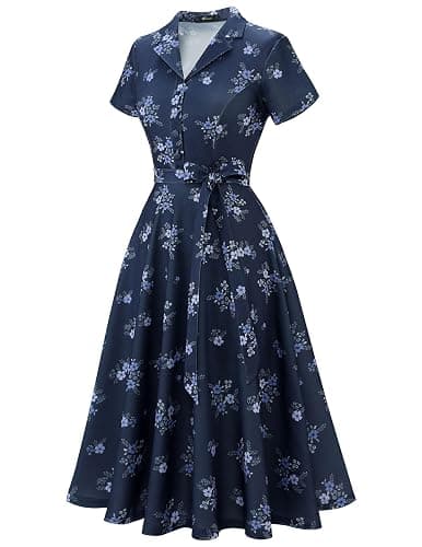 Wedtrend Women's Vintage Tea Dress, Short Sleeve Cocktail Party Dress Work Church Casual Dress thumbnail 2
