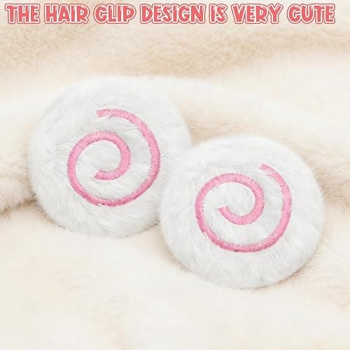 2Pcs Fish Cake Hair Clips, Cute Fuzzy Hair Clips for Women Cutecore Accessories, Kawaii Lolita Accessories Stylish Headpieces for Cosplay Halloween New Year Party thumbnail 3