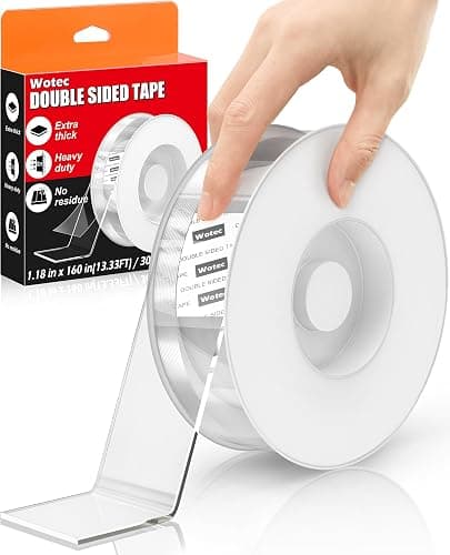 Wotec Extra Large Double Sided Tape Heavy Duty Removable 1.18 Inch x 160 Inch, Clear & Tough Nano Tape, Multipurpose Mounting Tape Picture Hanging Strips Adhesive for Poster Carpet - Image 1