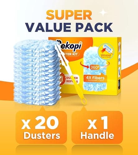 Heavy Duty Duster Refills for Swiffer Duster, 20 Count Duster Refills with 1 Handle, Multisurface 360° Dusters with 4X Microfibers, Unscented Disposable Dusters for Cleaning thumbnail 6
