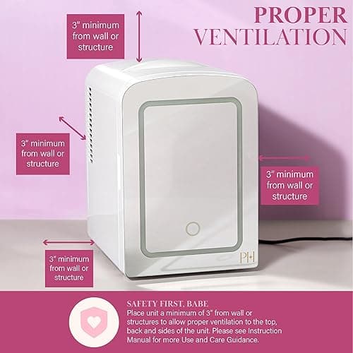 Paris Hilton Mini Refrigerator and Personal Beauty Fridge, Mirrored Door with Dimmable LED Light, Thermoelectric Cooling and Warming Function for All Cosmetics and Skincare Needs, 4-Liter, White - White thumbnail 10