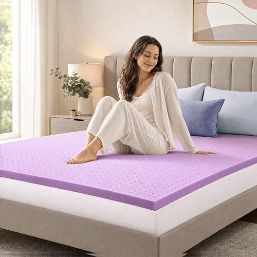 DUMOS 2 Inch Full Mattress Topper Cooling Gel Ventilated Memory Foam | Soft Pressure Relief Mattress Pad, Breathable Bed Topper for Bedroom, RV, and Sofa, CertiPUR-US Certified, Purple thumbnail 8