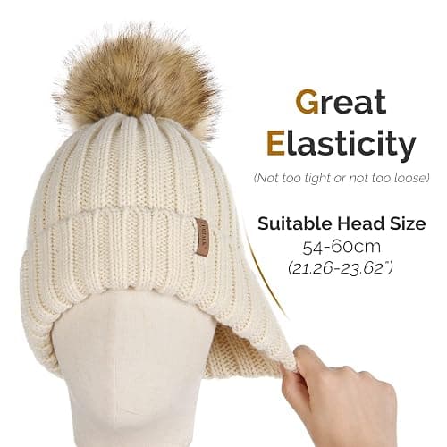 FURTALK Womens Winter Knitted Beanie Hat with Faux Fur Pom Warm Knit Skull Cap Beanie for Women thumbnail 8