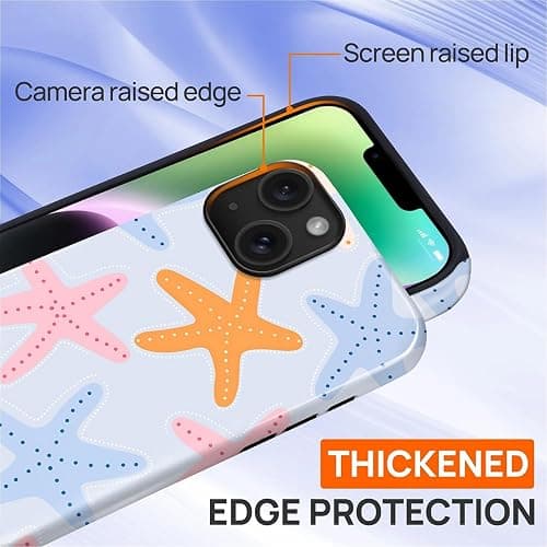 COTAIL Case Designed for iPhone 13 14, Hybrid 2-Layer Case, Military-Grade Protection Durable Shockproof Anti-Scratch Phone Case, Colorful Starfish thumbnail 5