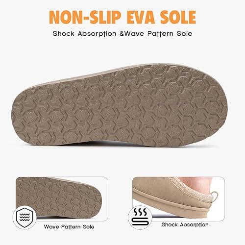 FITORY Women's Suede Slipper, Flat Slip On House Shoes with Faux Fur Lining Indoor Outdoor Short Mini Boots thumbnail 5