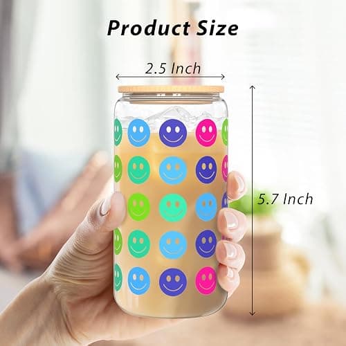 Color-Changing Glass Cup 16oz with Bamboo Leakproof Lid & Steel Straw - Reusable Tumbler for Iced Coffee, Smoothie, Cocktail | Bridal Shower, Bachelorette, Wedding, Gifts for Mother Women Teachers thumbnail 3
