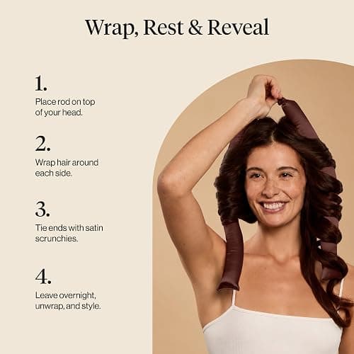 Kitsch Satin Heatless Curler Set, No Heat Damage Styling - Chocolate | Heatless Curls Overnight w/34 " Hair Waver & 2 Satin Scrunchies, Comfortable Hair Curlers to Sleep in for Frizz-Free Hair thumbnail 8
