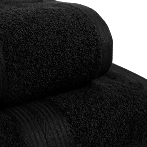 Amazon Basics 6 Piece Oversized Fade resistant Towel set, 100% Cotton towels for bathroom, soft and absorbent, 2 Bath Towels, 2 Hand Towels and 2 Washcloths bathroom towel set, Black thumbnail 6