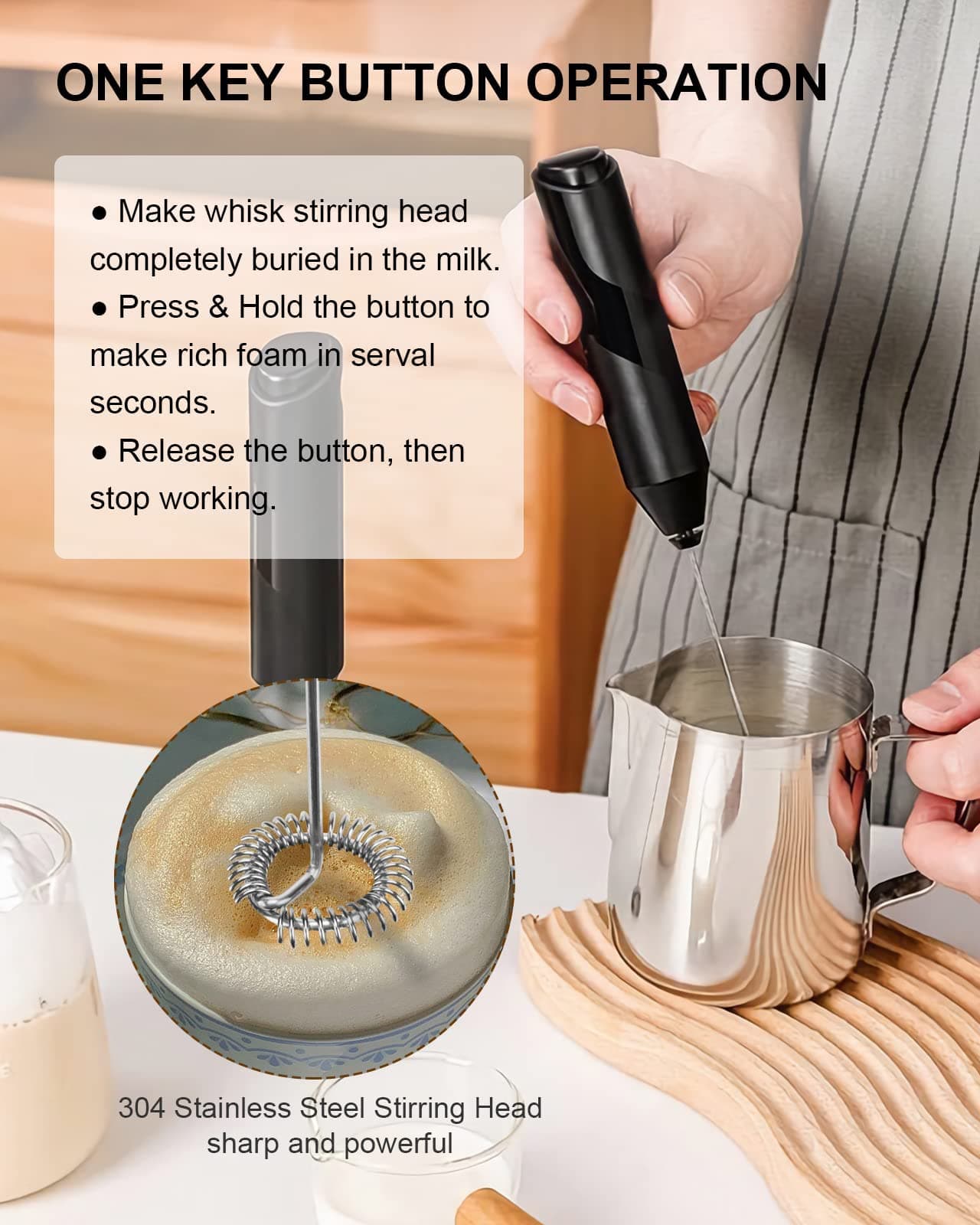 Double Whisk Milk Frother, Handheld Electric Blender Stick, Drink Mixer with Food Grade Stainless Steel Stirrer, Foam Maker for Coffee, Cappuccino, Frappe, Matcha thumbnail 6