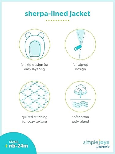 Simple Joys by Carter's Baby Hooded Sweater Jacket with Sherpa Lining thumbnail 6