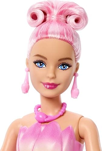Barbie Petal Pop Scented Doll with Pink Tulip Dress & Accessories, Bouquet Reveal with Pet Bunny & Surprises Like Watering Can, Necklace & Earrings​​​ thumbnail 4
