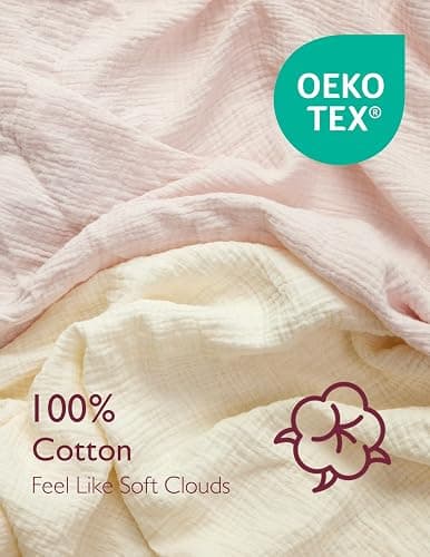 Momcozy Crib Sheets 52"x28", 2 Pack Muslin Crib Sheets for Baby Nursery | Soft Breathable Cotton Crib Sheets Girl Boys, 360° Mattress Wrapping No Slip Baby Neutral Toddler Bed Sheet, Beige Blush thumbnail 4
