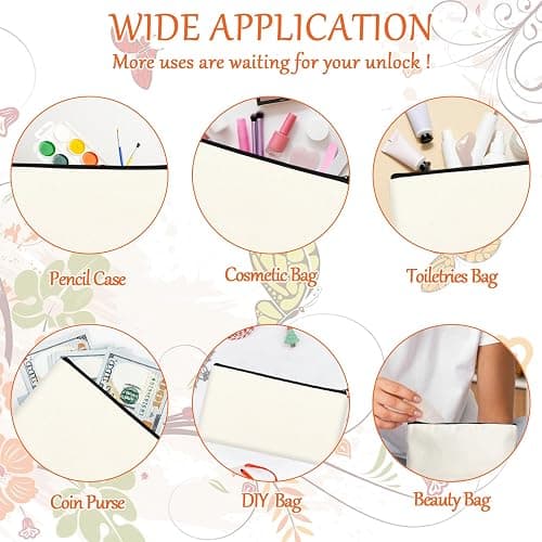 Legigo Blank Canvas Bags Zipper Pouch Makeup Bags Pencil Pouch Bulk | Multi-Purpose, Sturdy Canvas Pouch with Zipper, Cosmetic Travel Toiletry Bag for DIY Crafts, Gifts & Storage, 8.3 x 5 Inch thumbnail 5